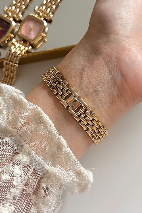 Lira Pudra Kadran Gold Çelik Kordon Kadın Kol Saati - 4