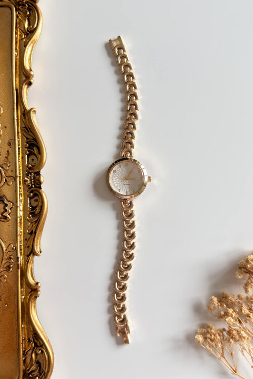 Livae Beyaz Kadran Gold Çelik Kordon Kadın Kol Saati 