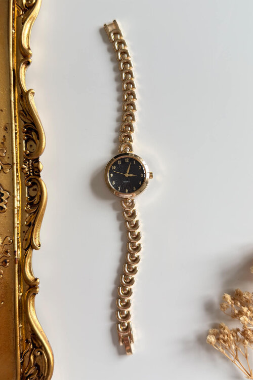 Livae Siyah Kadran Gold Çelik Kordon Kadın Kol Saati - 1