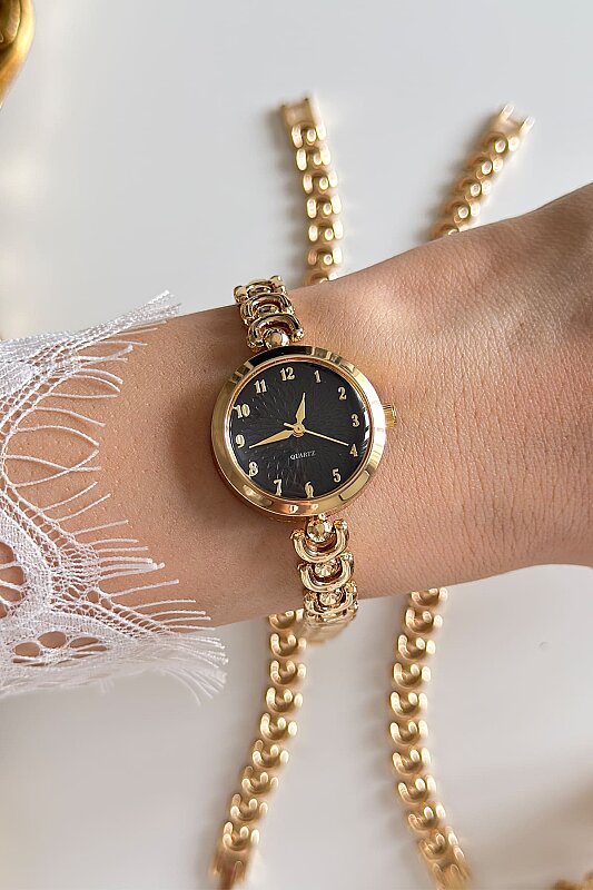 Livae Siyah Kadran Gold Çelik Kordon Kadın Kol Saati - 3