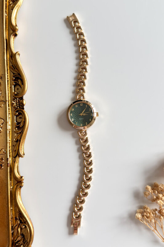 Livae Yeşil Kadran Gold Çelik Kordon Kadın Kol Saati - 1