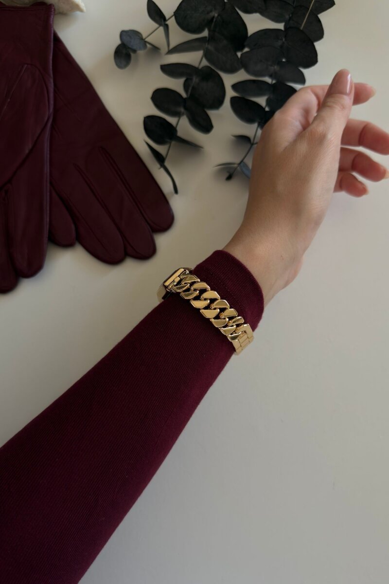 Liya Bordo Tasarım Kadran Gold Kadın Kol Saati - 3
