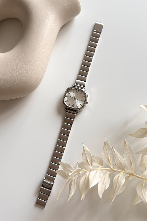 Lona Kare Kadran Silver Çelik Kordon Kadın Kol Saati - 1