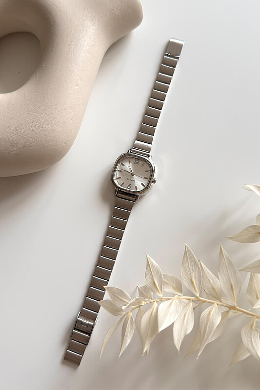 Lona Kare Kadran Silver Çelik Kordon Kadın Kol Saati - 1