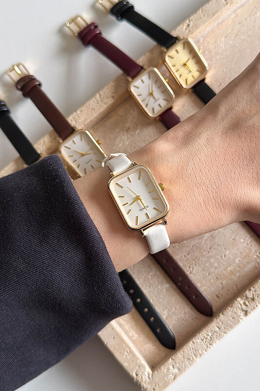 Lorvi Beyaz Kadran Beyaz Deri Kordon Kadın Kol Saati 