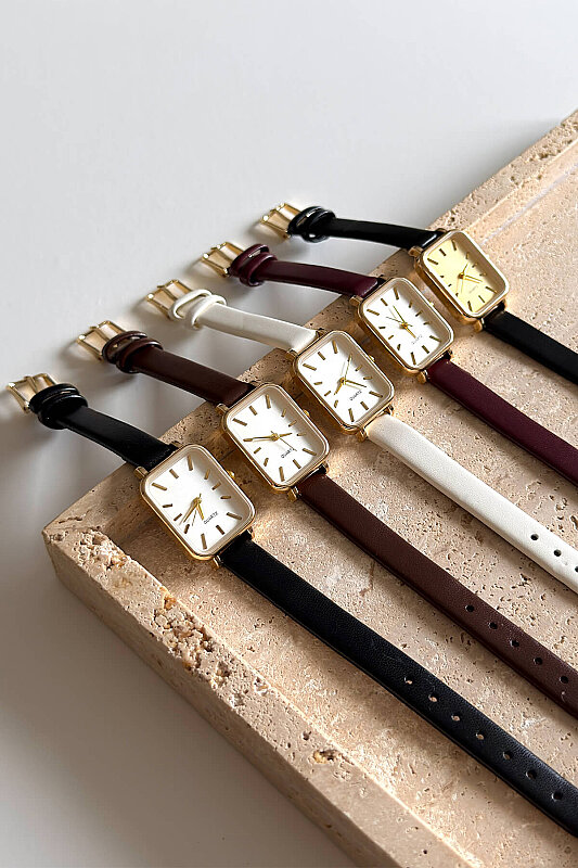 Lorvi Gold Kadran Siyah Deri Kordon Kadın Kol Saati - 2