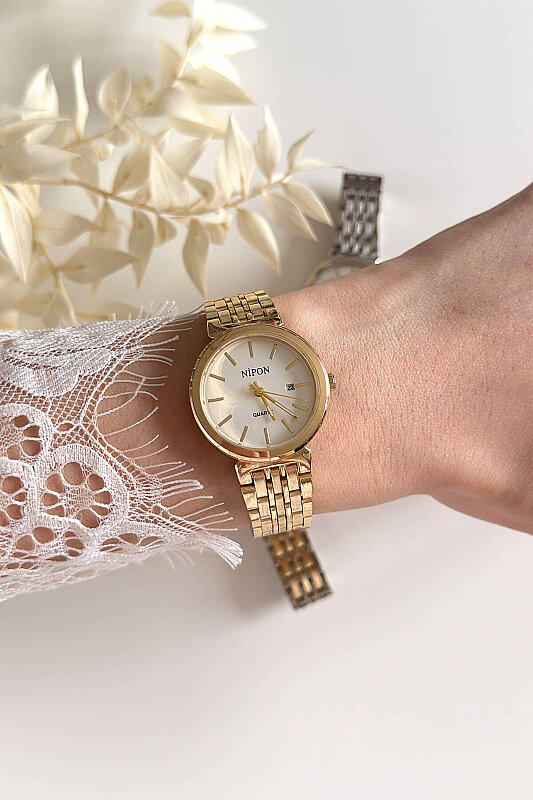 Lucia Ekru Kadran Gold Çelik Kordon Kadın Kol Saati - 1