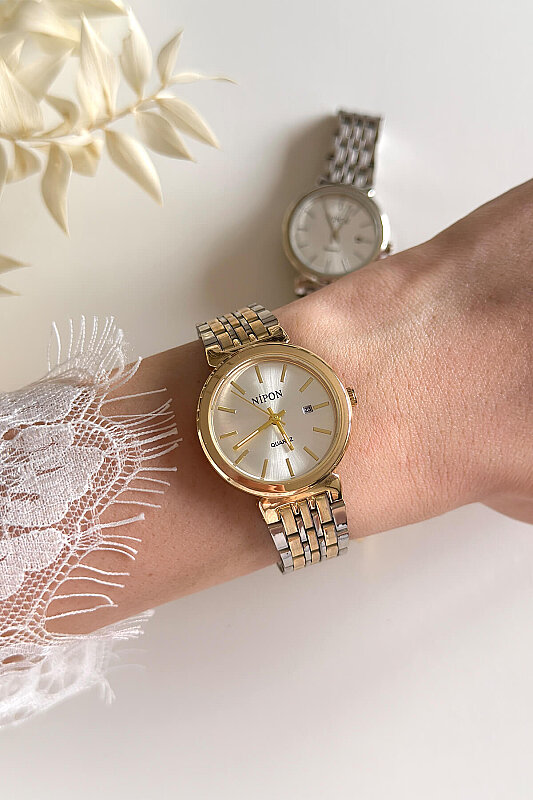 Lucia Ekru Kadran Gold-Silver Çelik Kordon Kadın Kol Saati