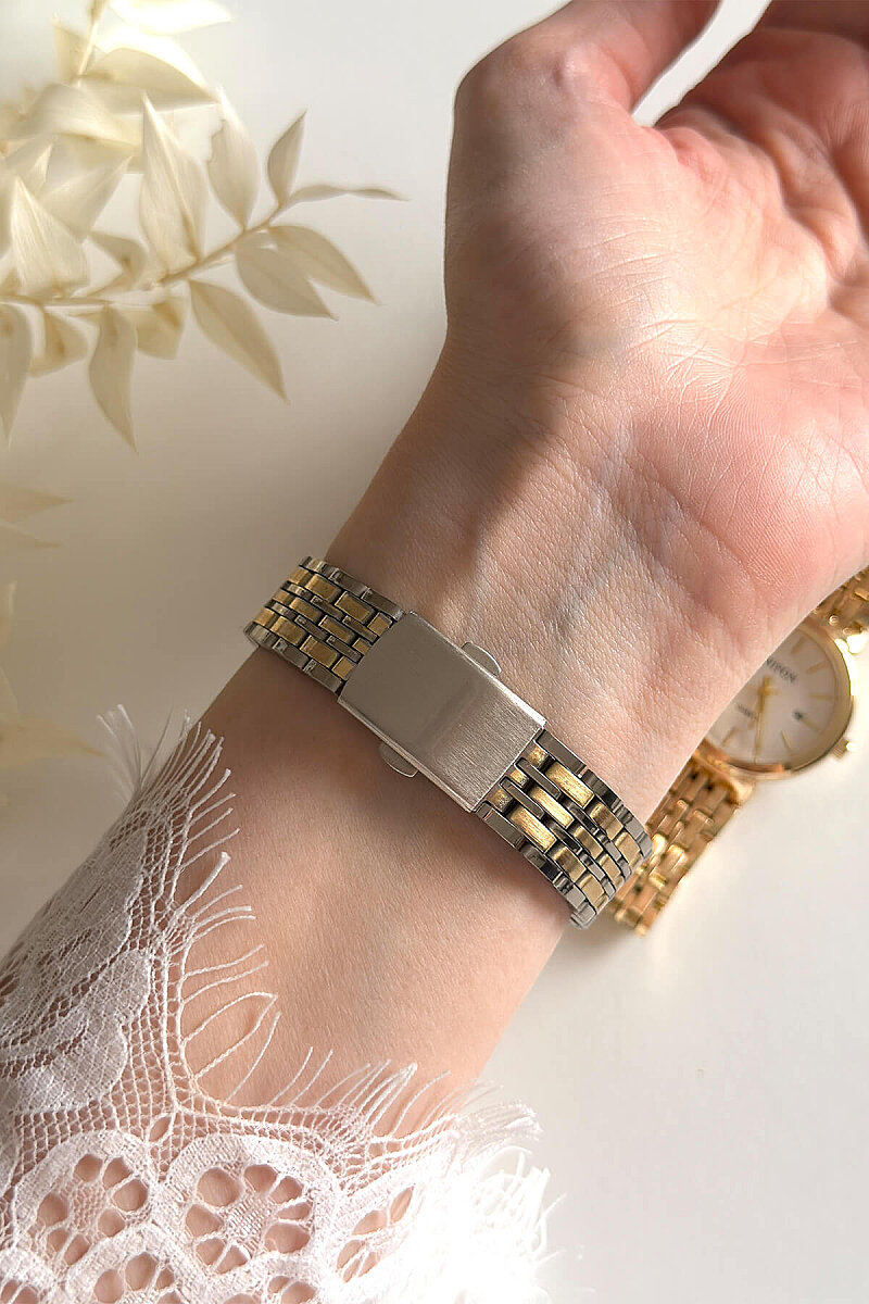 Lucia Ekru Kadran Gold-Silver Çelik Kordon Kadın Kol Saati - 3