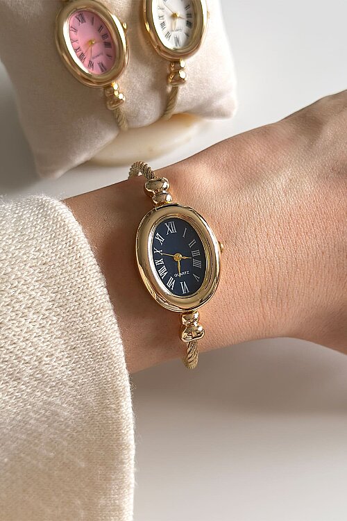 Lucia Lacivert Kadran Gold Kelepçe Kadın Kol Saati - 3