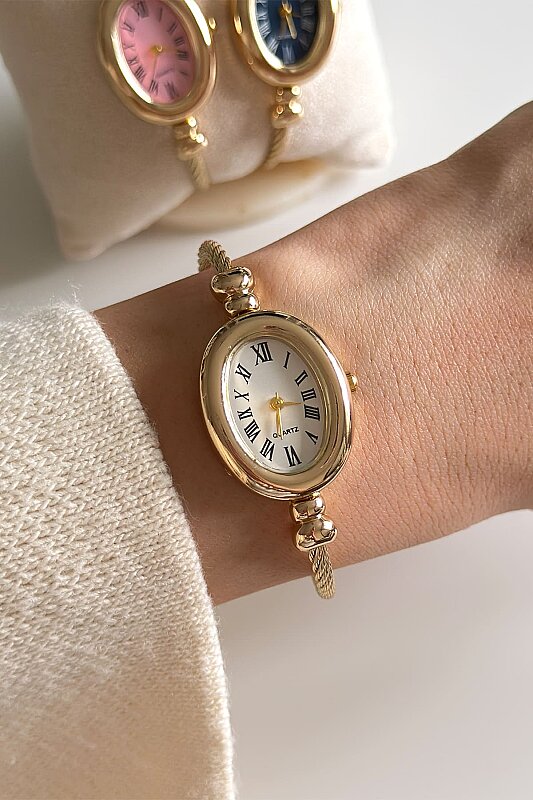 Lunia Beyaz Kadran Gold Kelepçe Kadın Kol Saati - 3