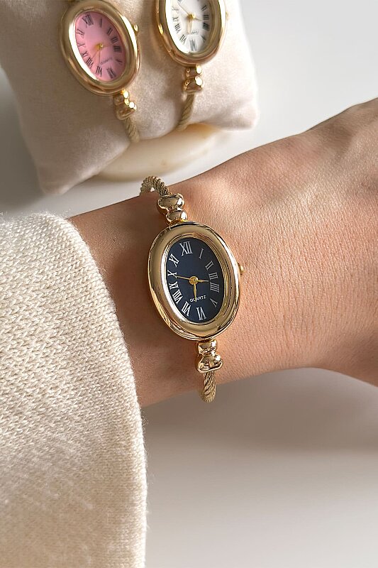 Lunia Lacivert Kadran Gold Kelepçe Kadın Kol Saati - 3