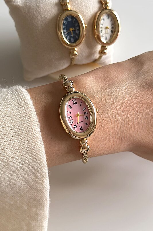 Lunia Pembe Kadran Gold Kelepçe Kadın Kol Saati - 3
