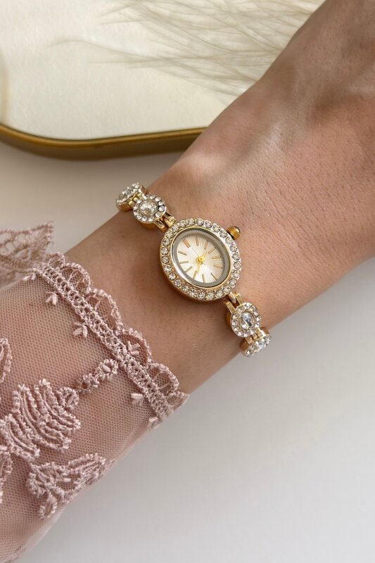 Lustre Ekru Özel Swaroski Taşlı Kadın Kol Saati