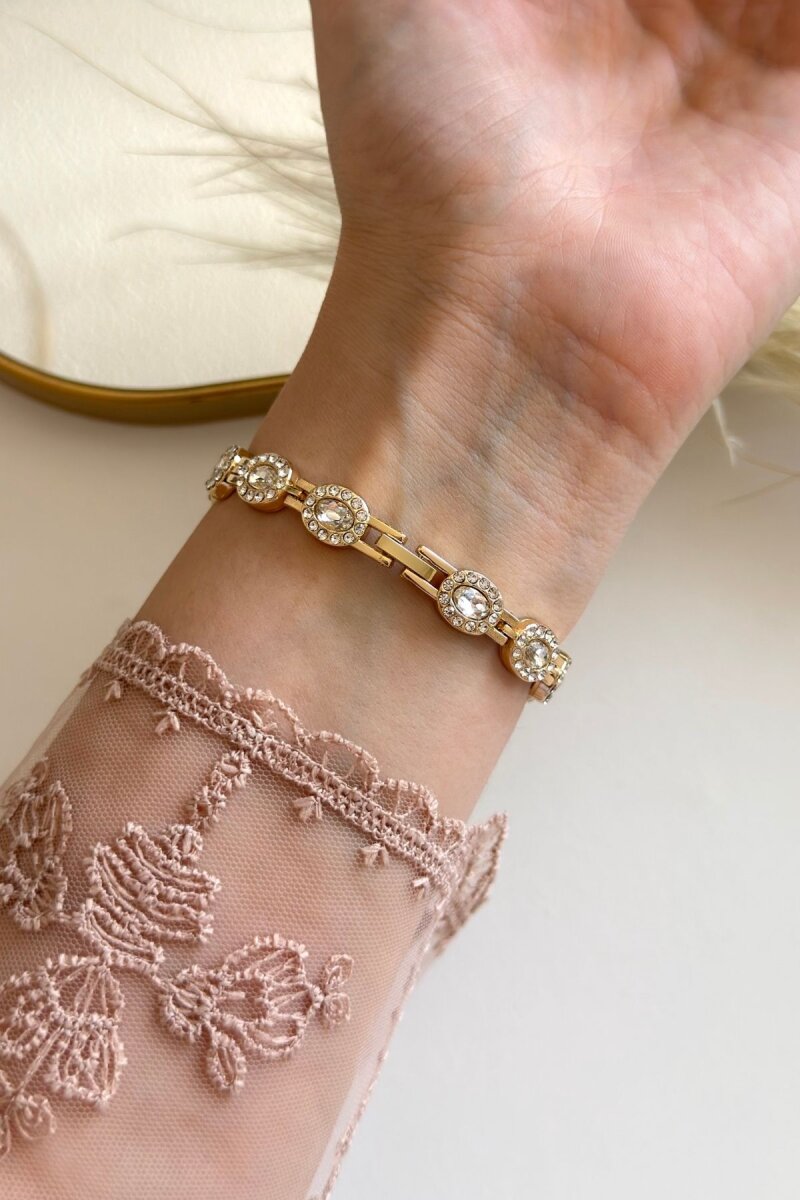 Lustre Ekru Özel Swaroski Taşlı Kadın Kol Saati - 5