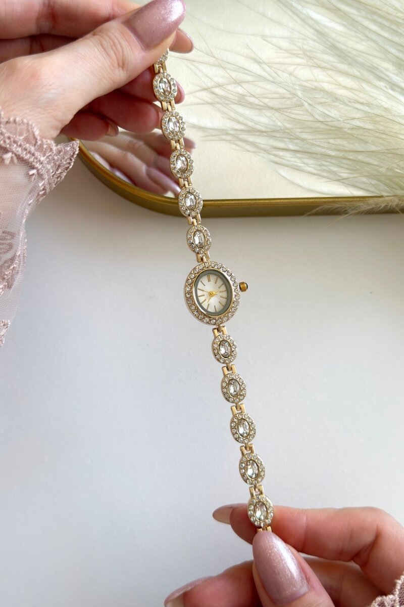 Lustre Ekru Özel Swaroski Taşlı Kadın Kol Saati - 4