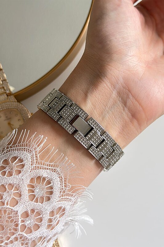 Luvin Ful Taşlı Premium Gold Kordon Kadın Kol Saati - 4