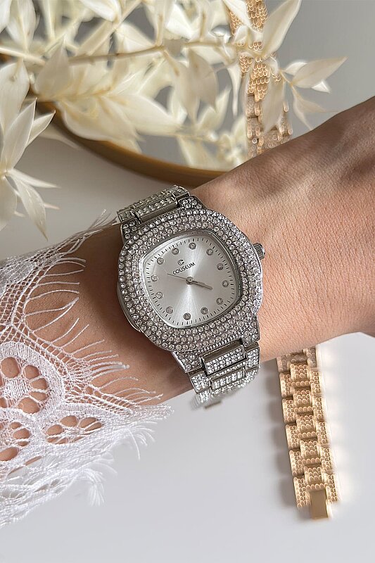 Luvin Ful Taşlı Premium Silver Kordon Kadın Kol Saati - 3
