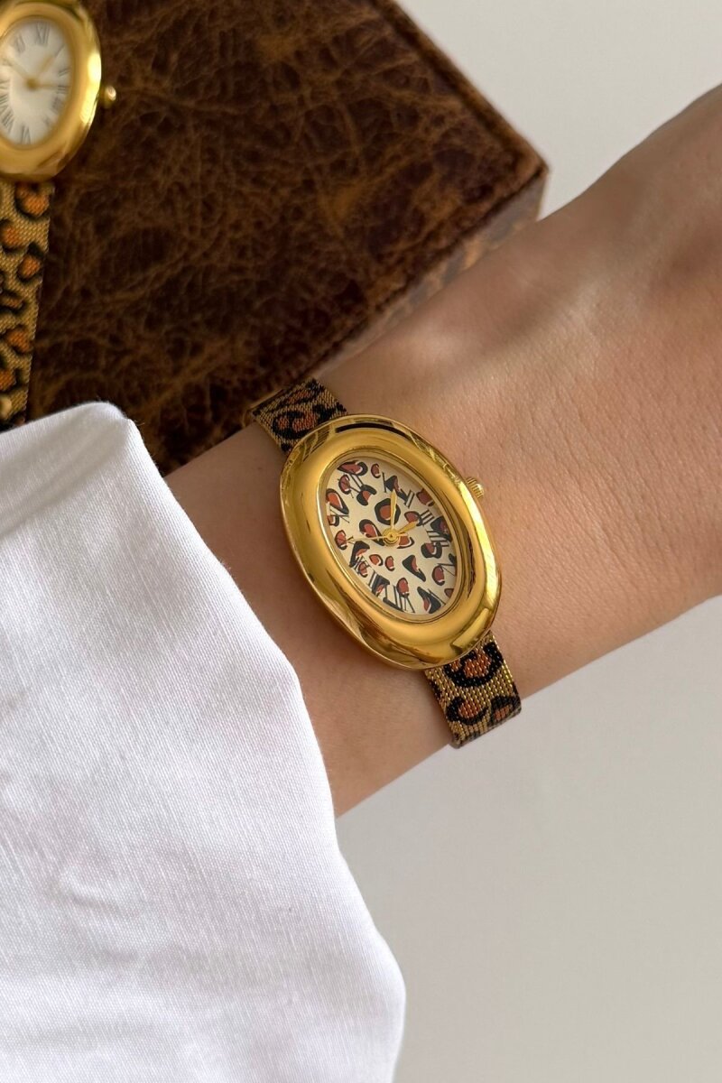 Martin Full Leopar Hasır Kordon Kadın Kol Saati - 1