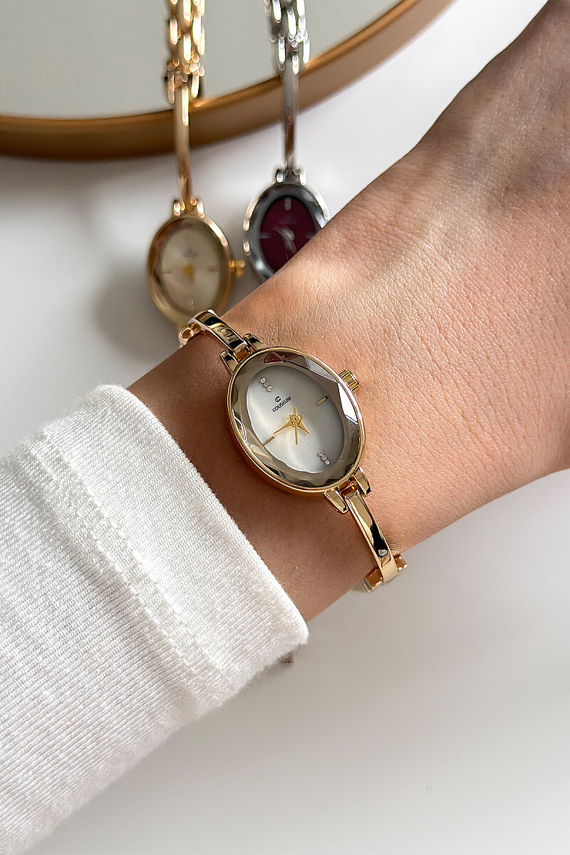 Marvella Beyaz Kadran Gold Çelik Kordon Kadın Kol Saati - 1