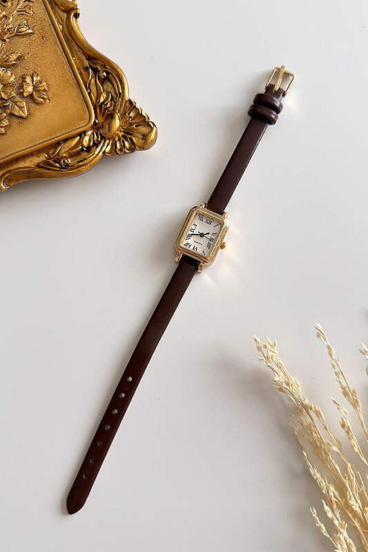 Melody Kahverengi Kare Kadran Deri Kordon Kadın Kol Saati - 1