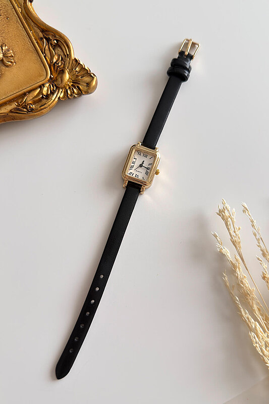 Melody Siyah Kare Kadran Deri Kordon Kadın Kol Saati - 1