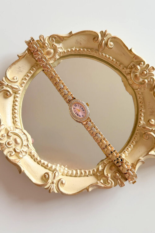 Mely Pudra Kadran Gold Çelik Kordon Kadın Kol Saati