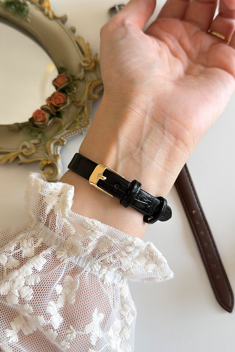 Mireva Gold Kadran Siyah Deri Kordon Kadın Kol Saati - 3