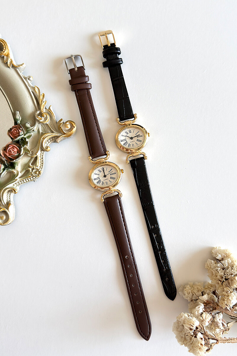 Mireva Gold Kadran Kahverengi Deri Kordon Kadın Kol Saati - 2