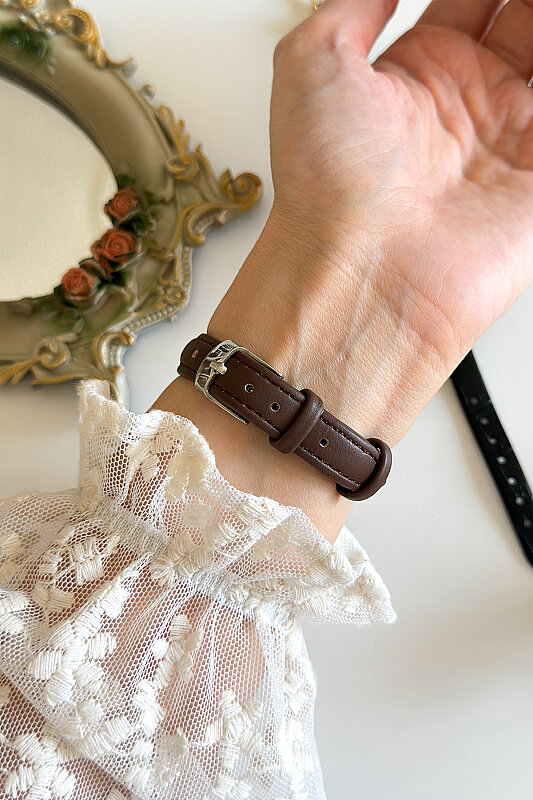 Mireva Gold Kadran Kahverengi Deri Kordon Kadın Kol Saati - 3