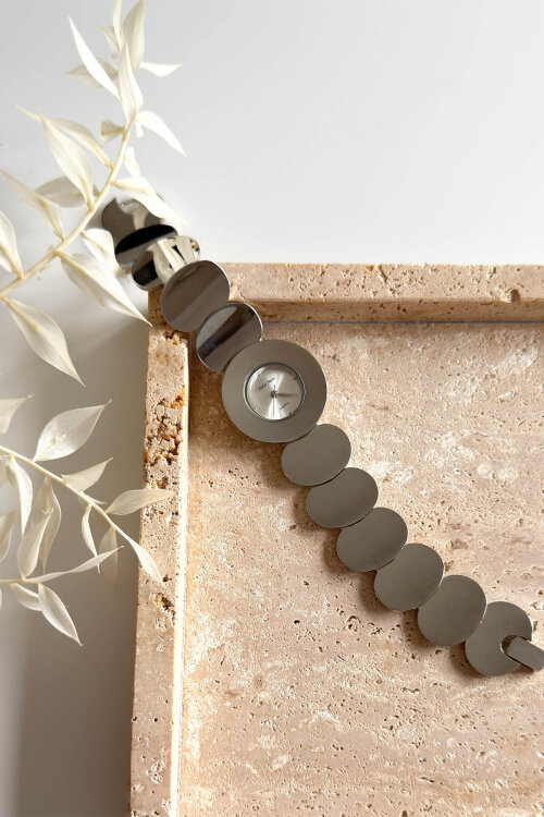 Mirror Tasarım Beyaz Kadran Çelik Kordon Kadın Kol Saati