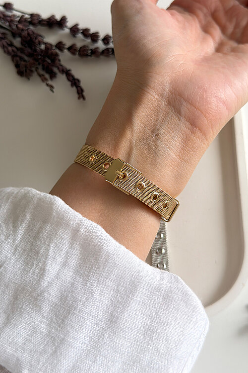 Mono Gold Kadran Hasır Kordon Kadın Kol Saati - 3