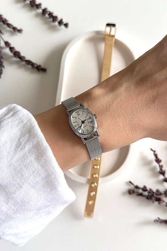 Mono Silver Kadran Hasır Kordon Kadın Kol Saati - 1