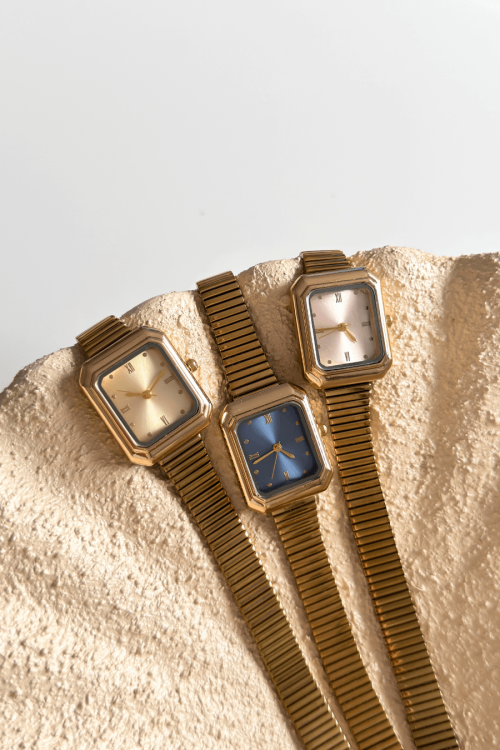 Nira Pudra Kadran Gold Çelik Kordon Kadın Kol Saati (1)