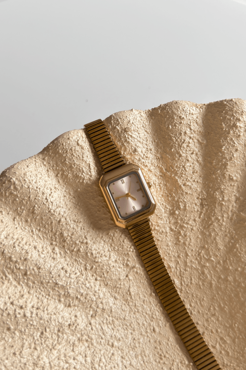 Nira Pudra Kadran Gold Çelik Kordon Kadın Kol Saati