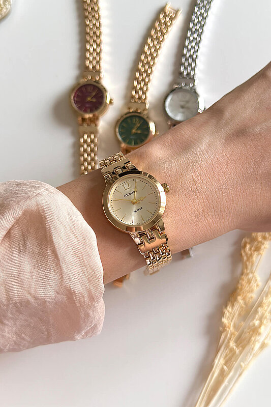 Nua Ekru Kadran Gold Çelik Kordon Kadın Kol Saati - 1