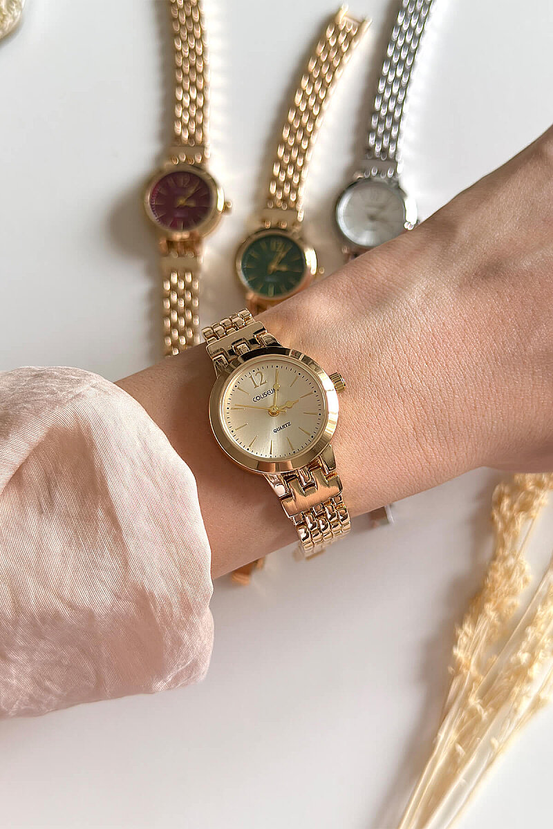 Nua Ekru Kadran Gold Çelik Kordon Kadın Kol Saati - 1