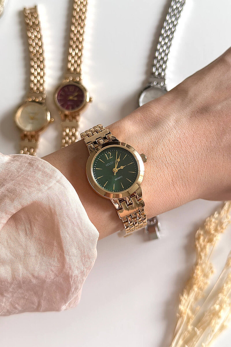 Nua Yeşil Kadran Gold Çelik Kordon Kadın Kol Saati - 1