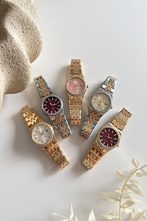 Orin Bordo Kadran Gold-Silver Metal Kadran Kadın Kol Saati - 2