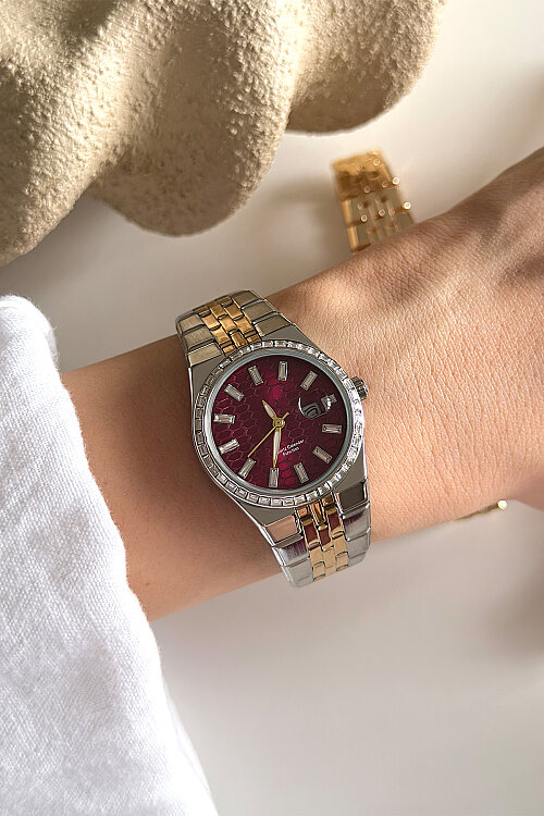 Orin Bordo Kadran Gold-Silver Metal Kadran Kadın Kol Saati - 1