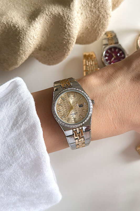 Orin Ekru Kadran Gold-Silver Metal Kadran Kadın Kol Saati - 1