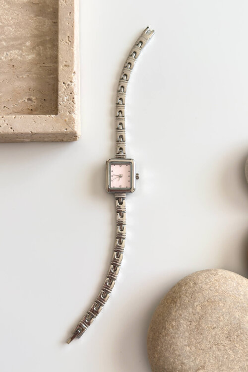 Paris Pudra Kadran Silver Çelik Kordon Kadın Kol Saati