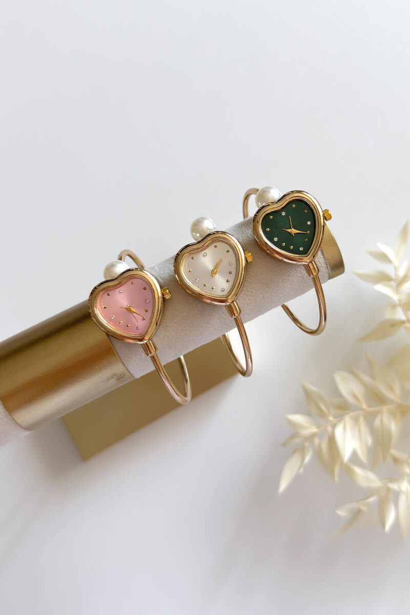 Pearl Yeşil Kadran İncili Gold Kadın Saati - 2