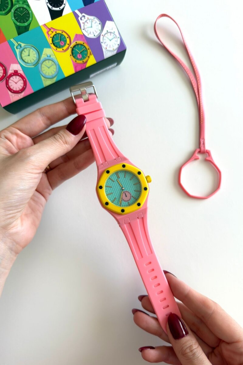 Pembe Sarı Royals Pops Kadın Charm ve Kol Saati - 4