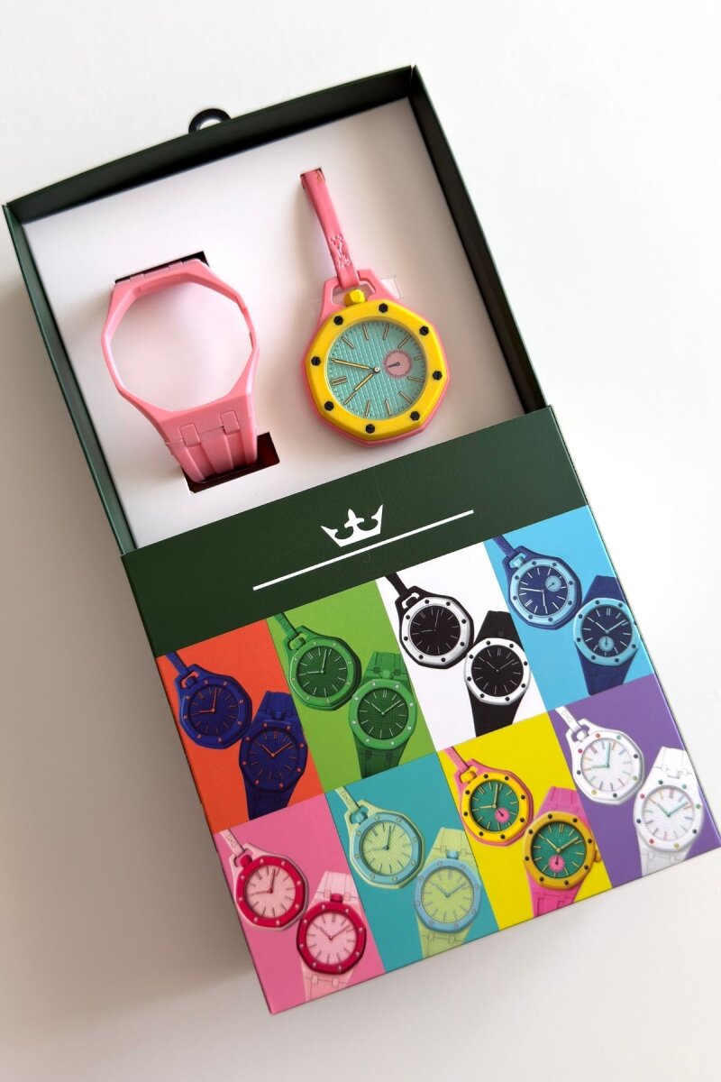Pembe Sarı Royals Pops Kadın Charm ve Kol Saati - 1