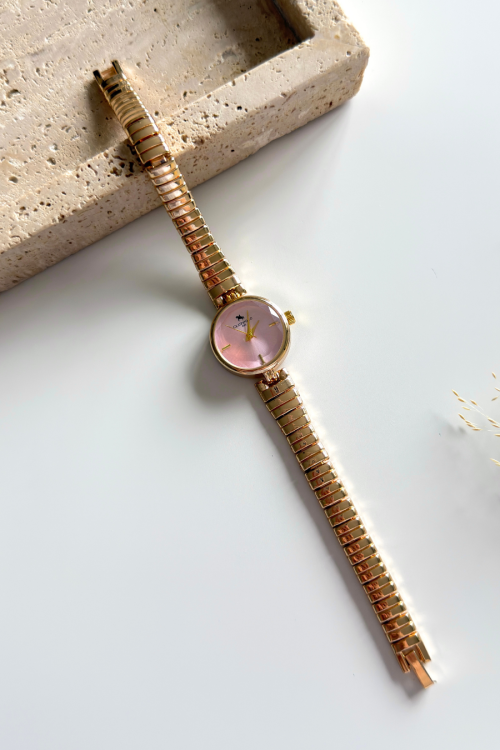 Pera Pudra Kadran Gold Çelik Kordon Kadın Kol Saati