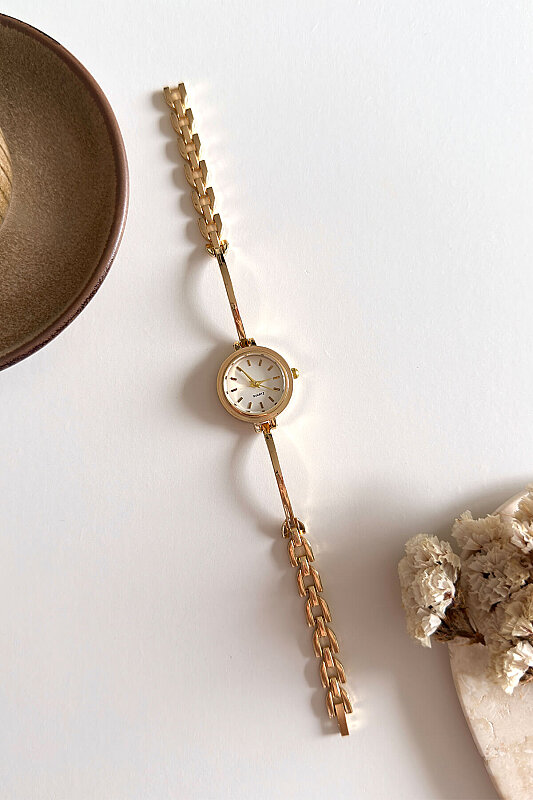 Plum Ekru Kadran Gold Metal Kordon Kadın Kol Saati - 2