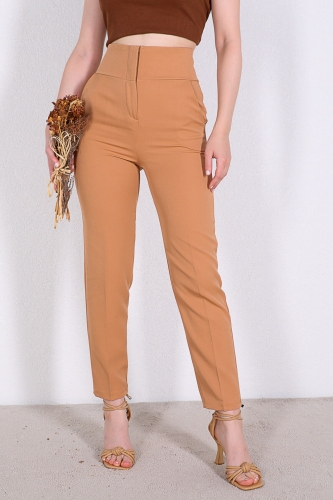 Cappmoda - PNT-07274 Vizon Yüksek Bel Atlas Kumaş Pantolon (1)
