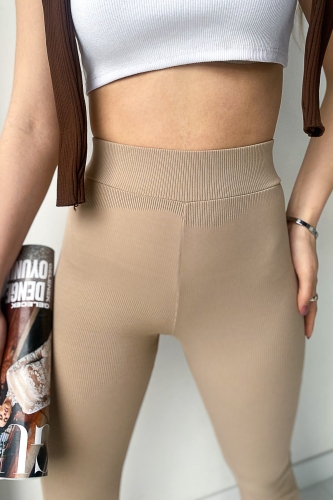 Cappmoda - PNT-07282 Vizon Kaşkorse Kumaş İspanyol Paça Pantolon (1)
