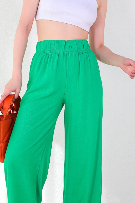 PNT-07301 Yeşil Bol Paça Pantolon